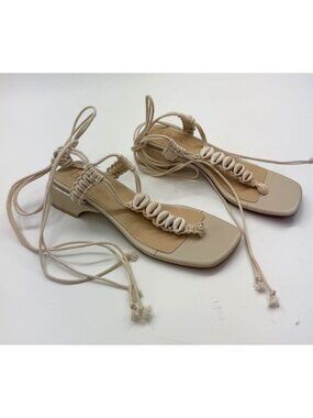 Miista E8 Cheryl Shell Lace-Up Sandals Neutral Leather Size 37  or 6.5 Minimalis